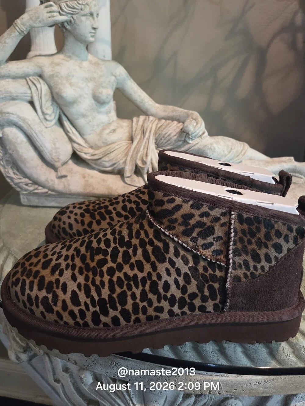 Ugg Classic Ultra Mini Caspian Boot Leopard Print Calf Hair Designer #805
